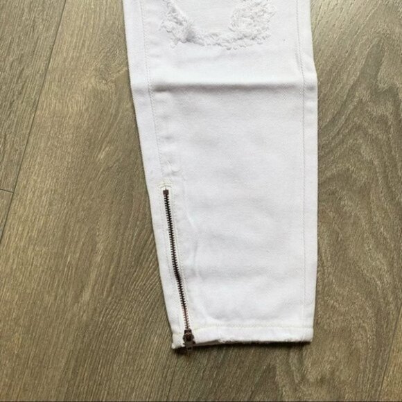 One Teaspoon White Freebirds Skinny Jeans Distressed Straight leg Ankle Zip - Picture 11 of 16